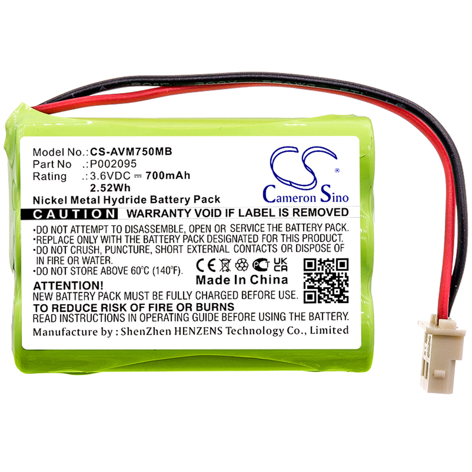 Battery 700mAh Type P002095 for Alecto DVM-75 DVM-75-00