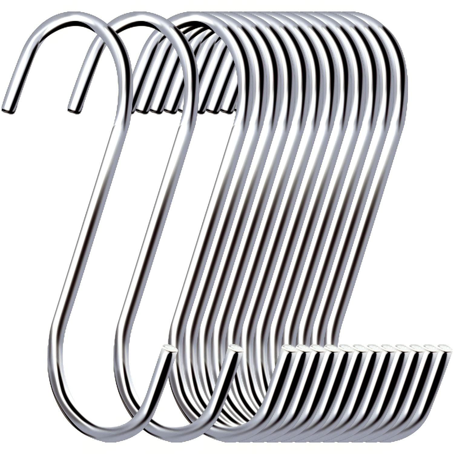 ESFUN 30 Pack 3.7 inch Metal S Hooks Steel S Plants Hanging Silver 