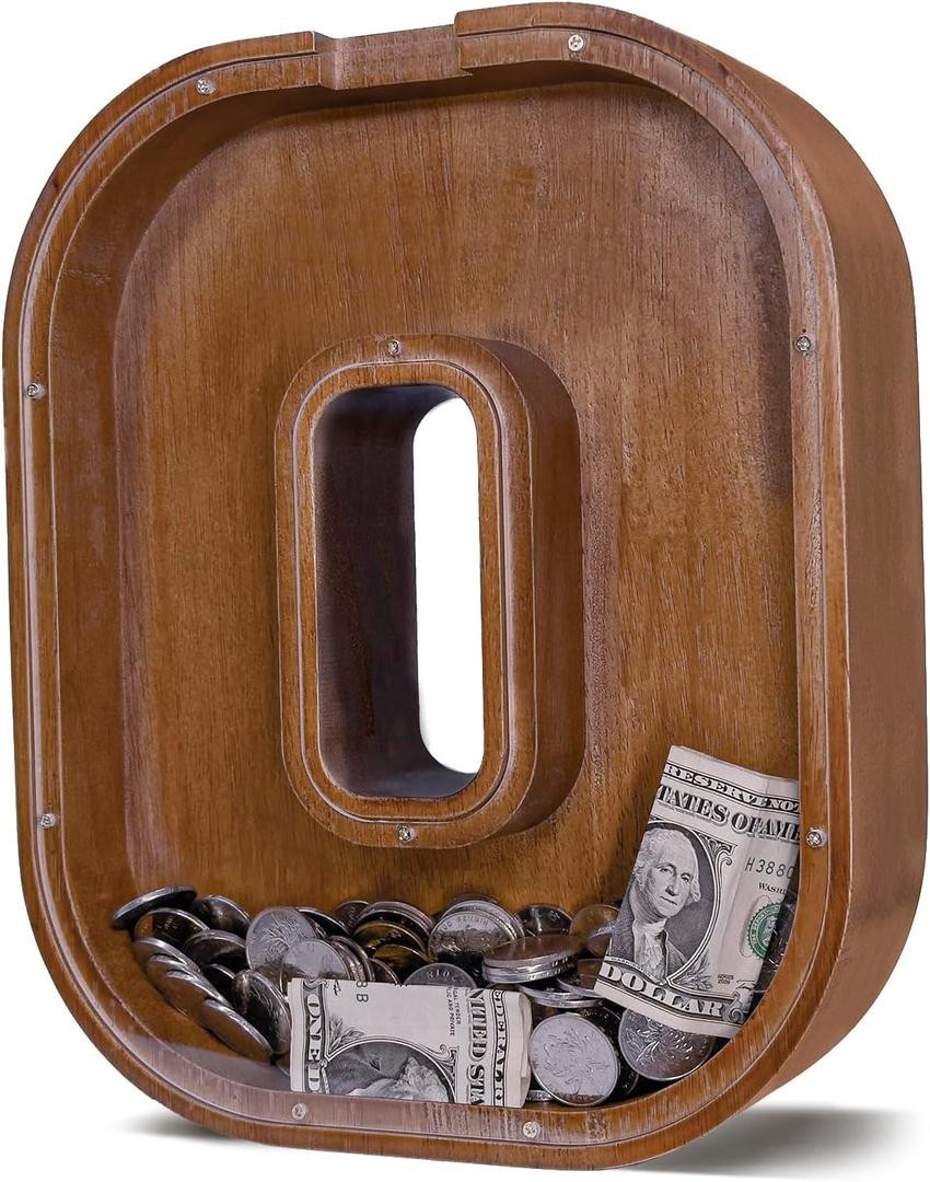 Wooden Letter Piggy Bank for Kids Larger Letter Piggy Bank for Boys and Girls...