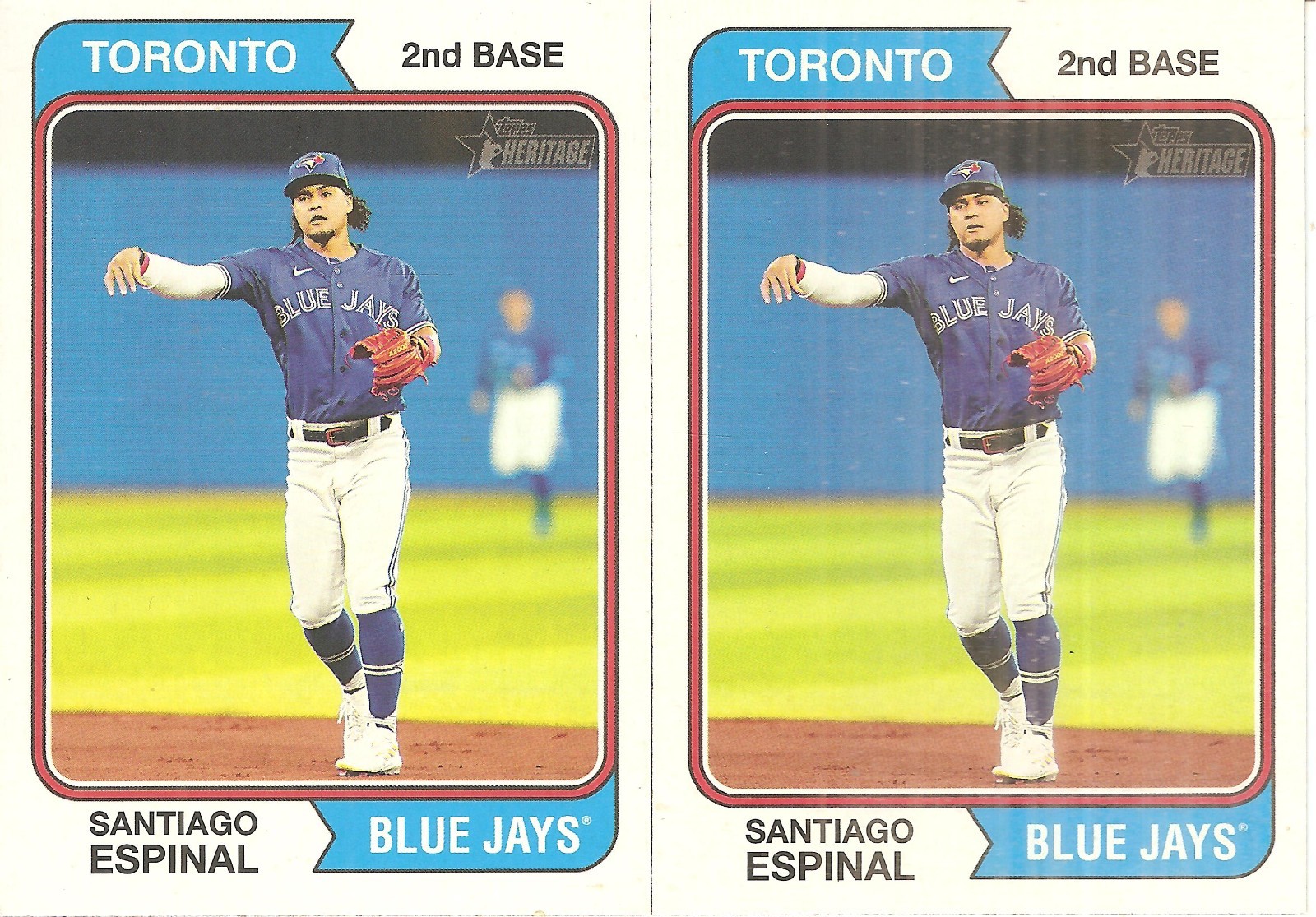 2 CARD 2023 TOPPS HERITAGE SANTIAGO ESPINAL BASEBALL CARD LOT