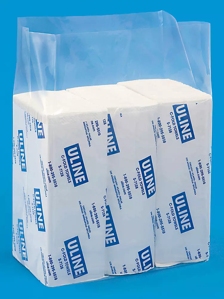 Pack of 1000 10 x 6 x 18" 2 Mil Gusseted Poly Bags