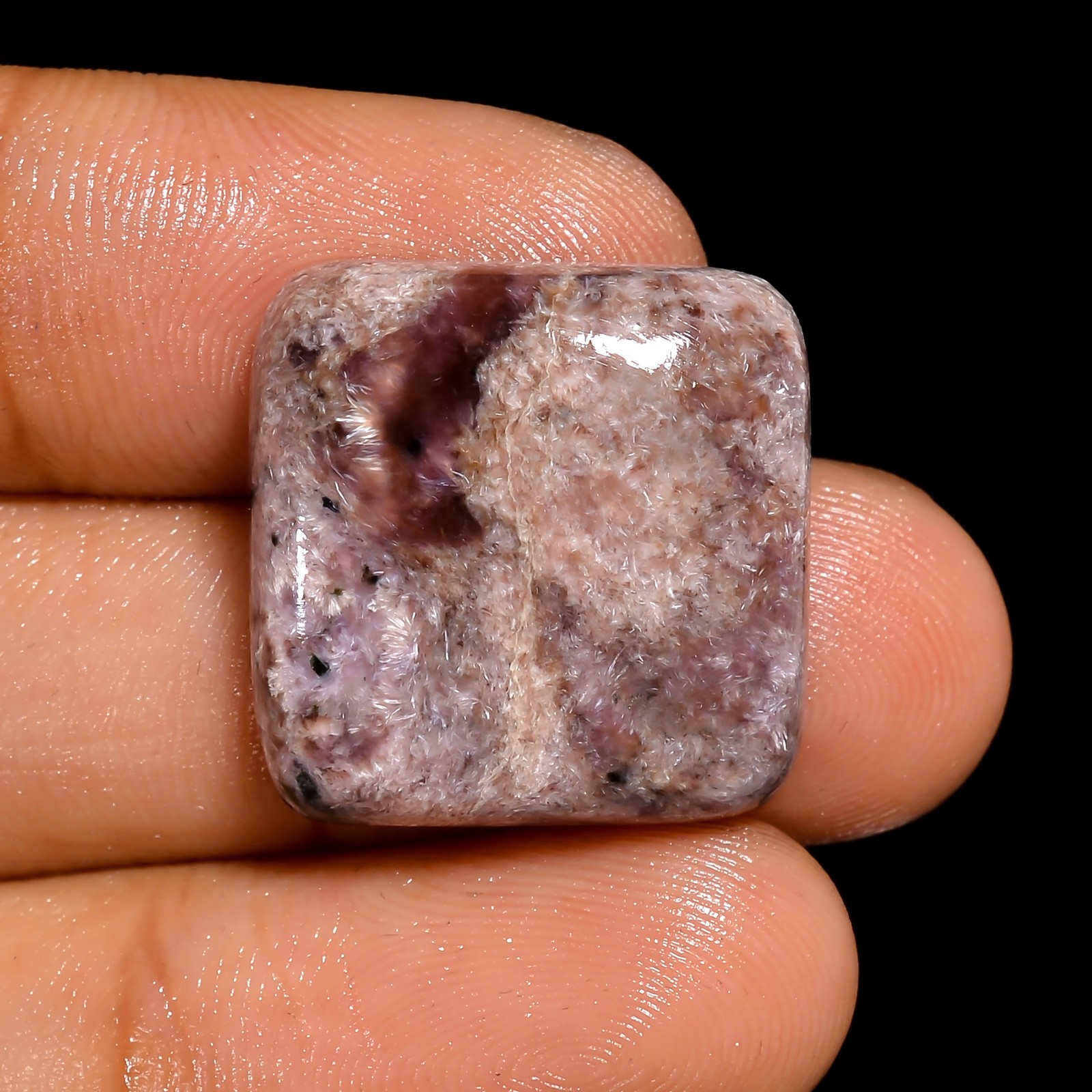 Natural Charoite Cushion Shape Cabochon Loose Gemstone 20.5 Ct 20X20X5 mm A-1672