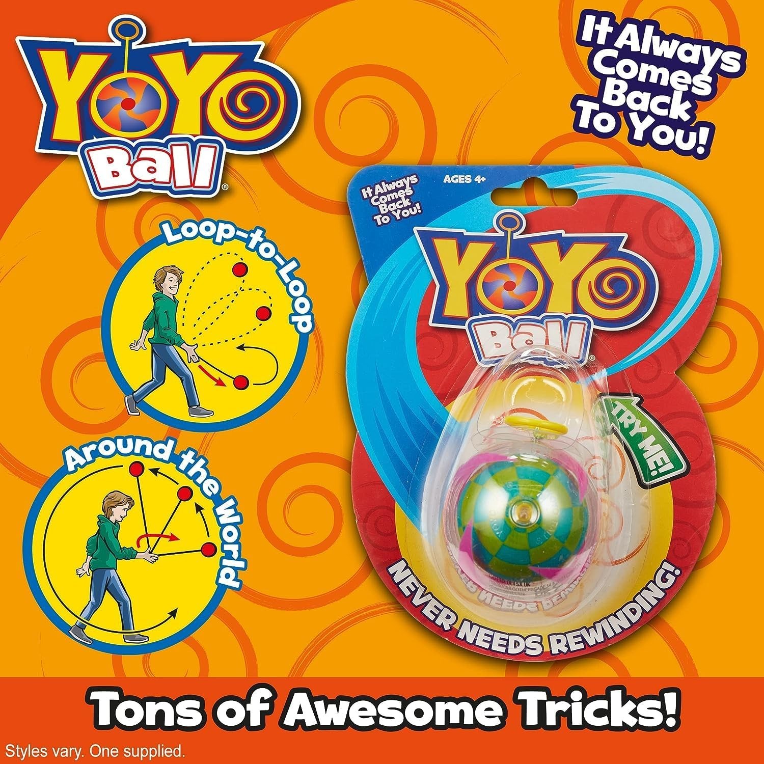 Yoyo Automatic Return Yoyo, Assorted Colors and Patterns, Never Needs rewindi...