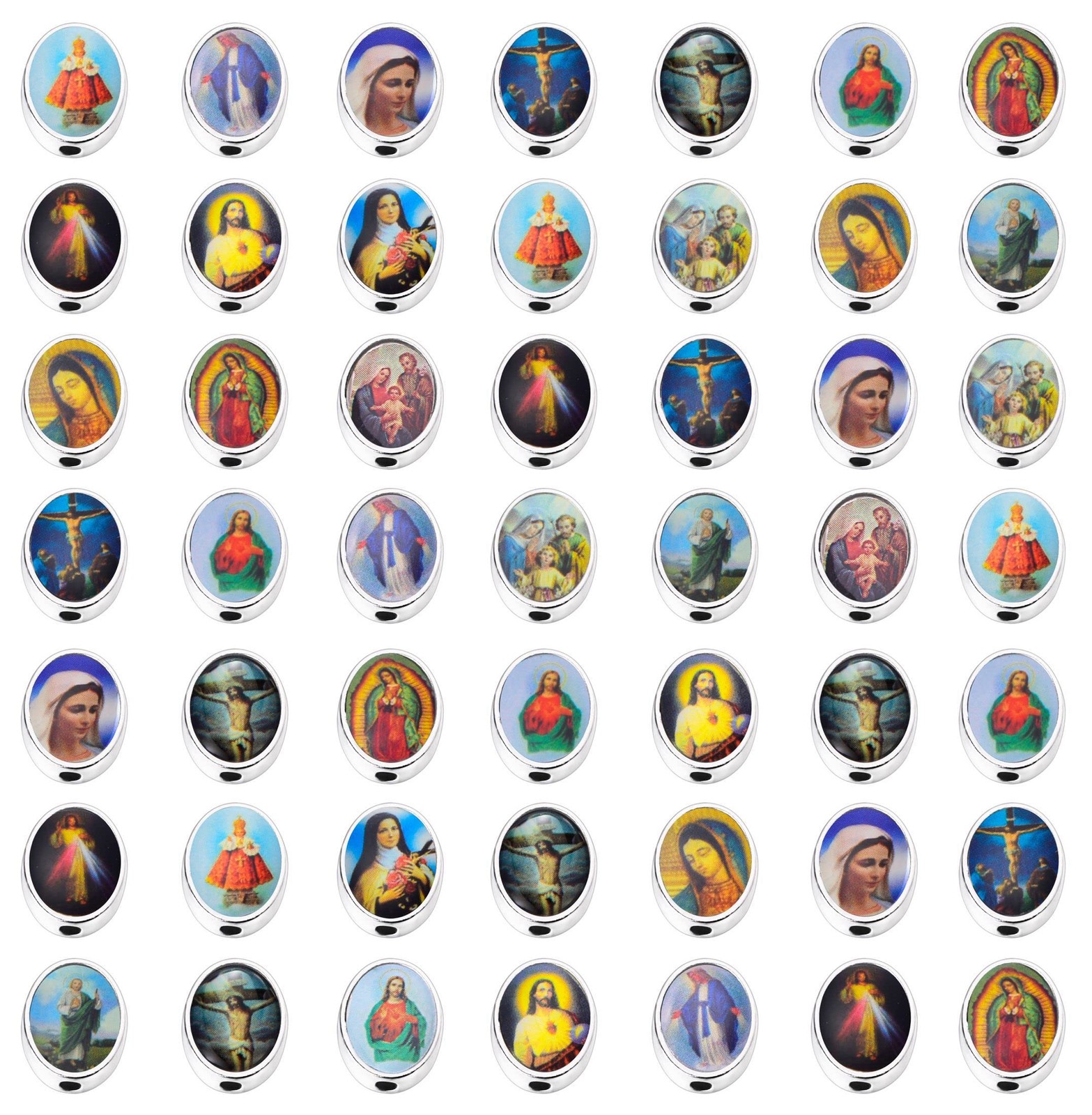 80 Mix Oval Cross Jesus Virgin Mary Catholic Enamel Our Lady Small, 11909 