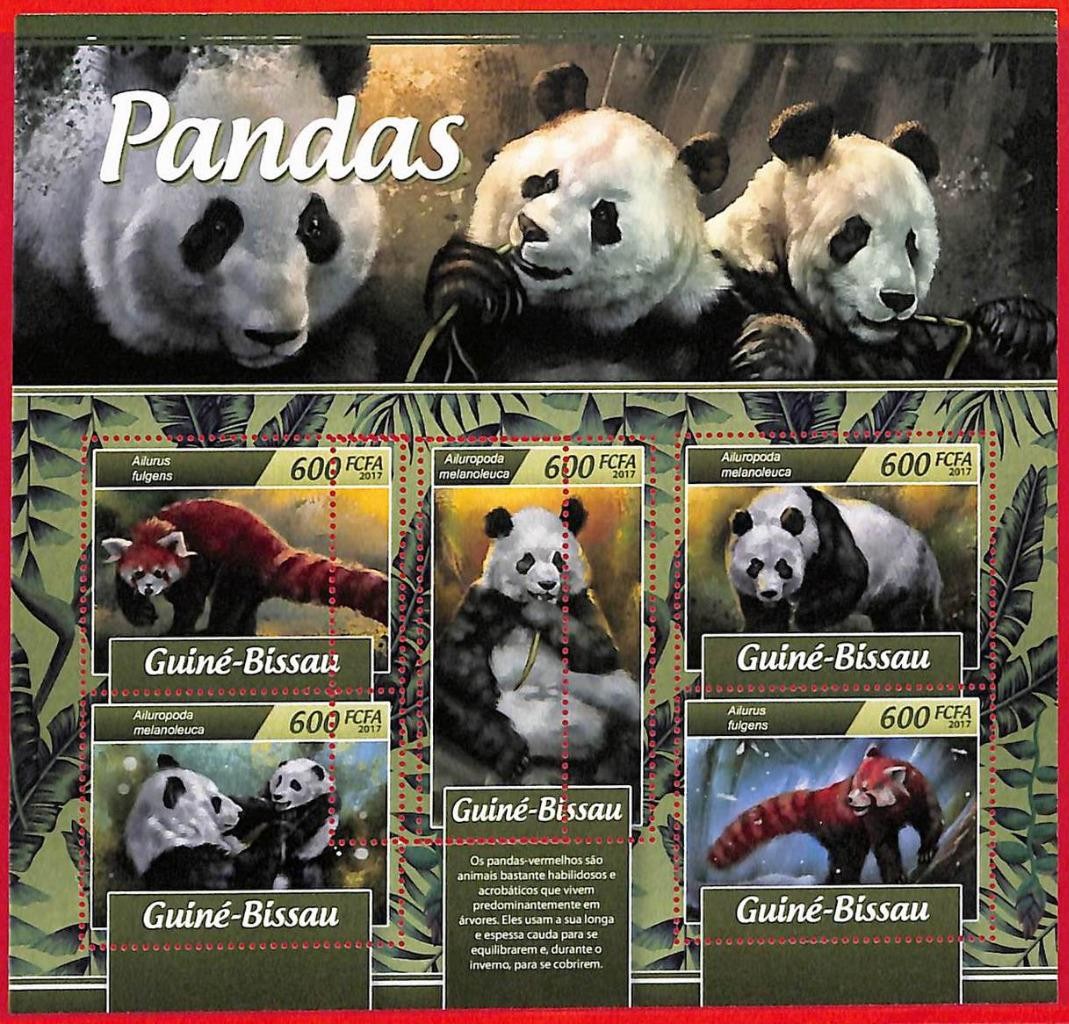 A5104 - GUINE-BISSAU - ERROR MISPERF Stamp Sheet - 2017 - Panda