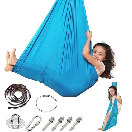 Sensory Swing for Kids Special Need Hardware Included, Indoor Light Blue