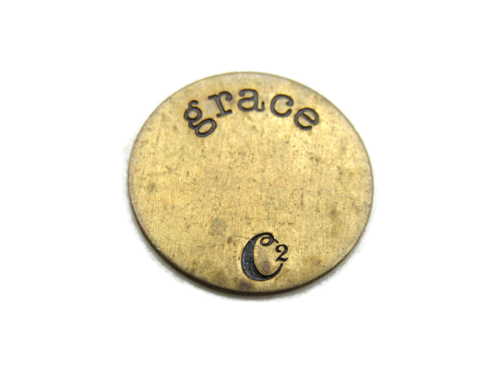 Grace C2 Lettered Round Charm Token Gold Tone
