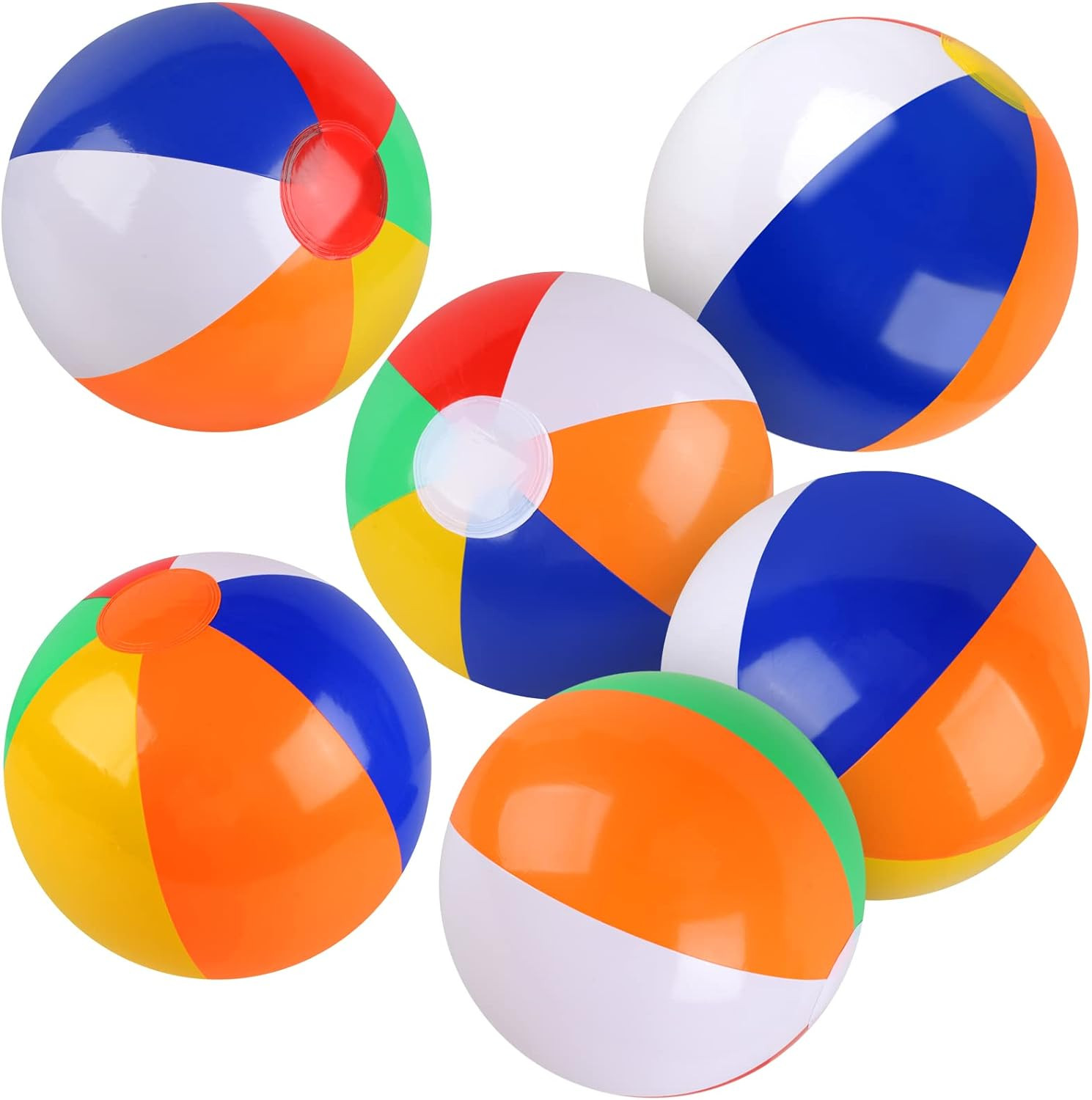 6 Pack Beach Balls, 10 Inch Beach Balls for Kids, Rainbow Color Pool Toys Pool B