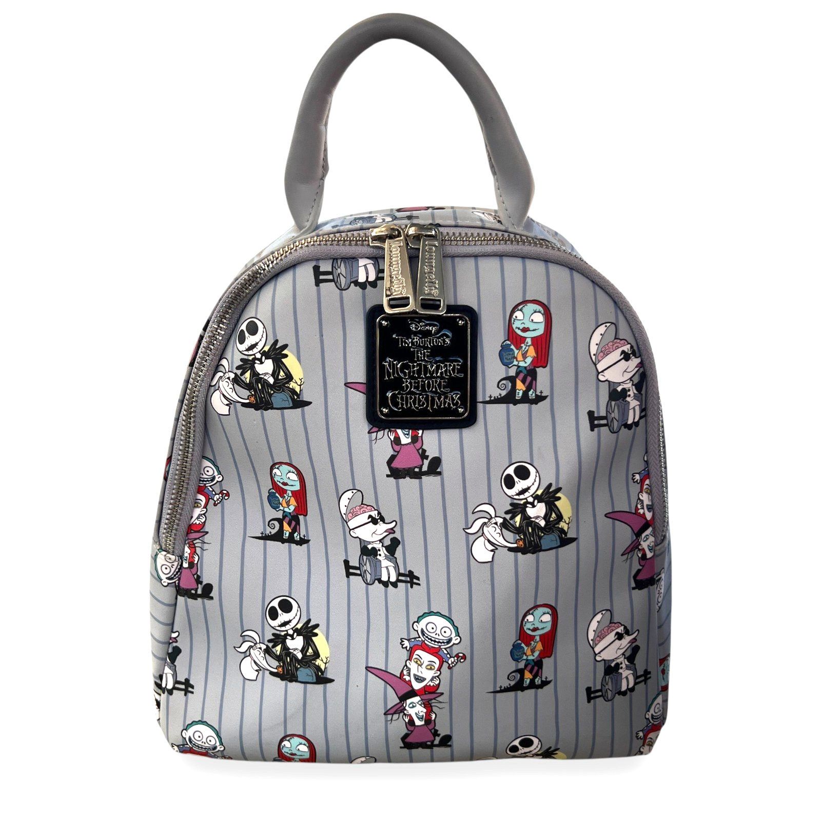 Loungefly Disney Nightmare Before Christmas Chibi Characters Grey Mini Backpack