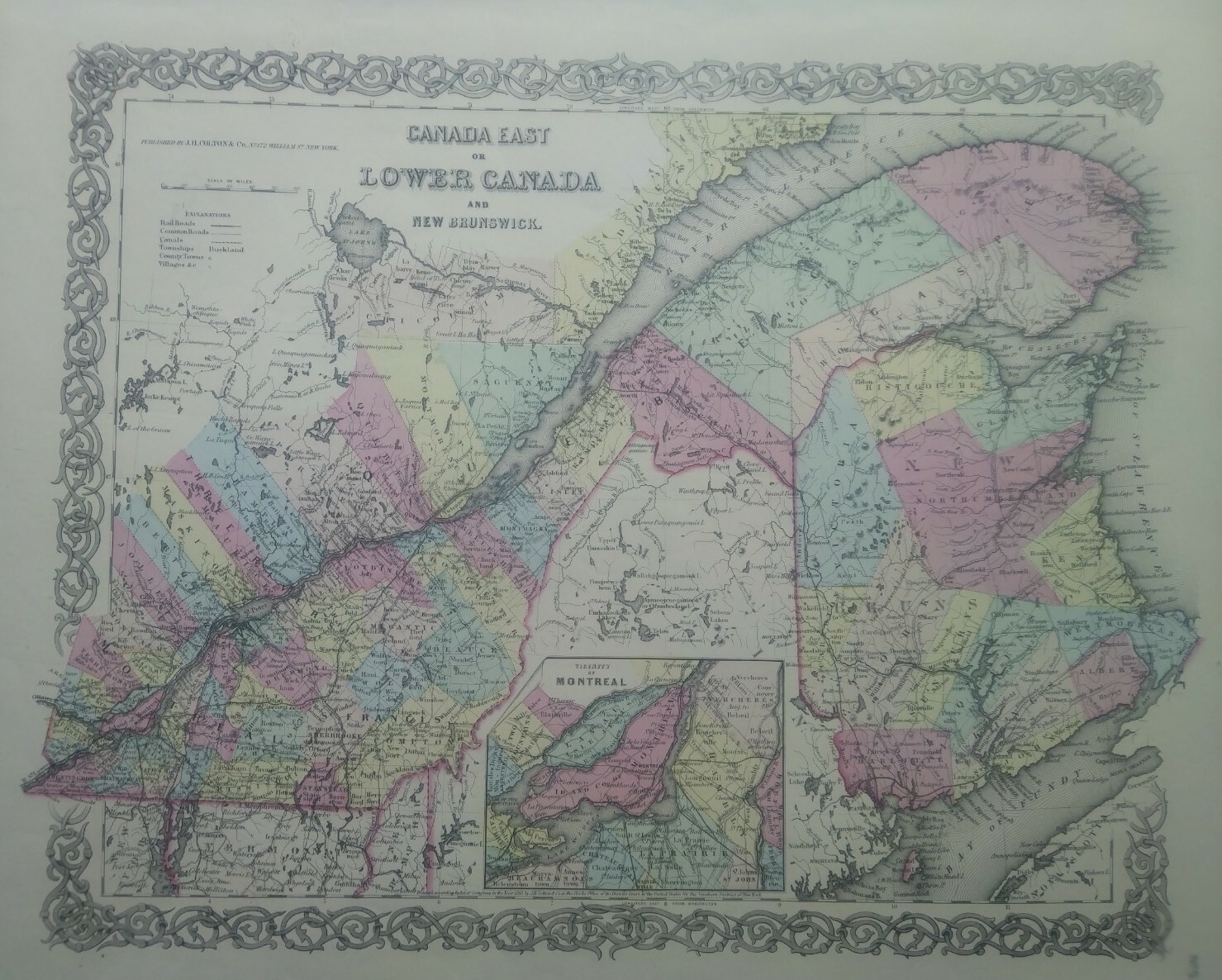 Canada 1856 Colton's Maps first edition  Canada East or Lower Canada