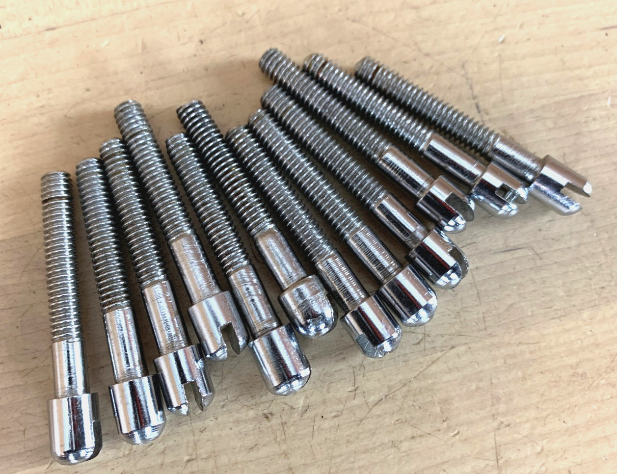 LOT of 12x PREMIER Olympic Slot Head 1.5-in. TENSION ROD Parts Snare Tom 70s Vtg