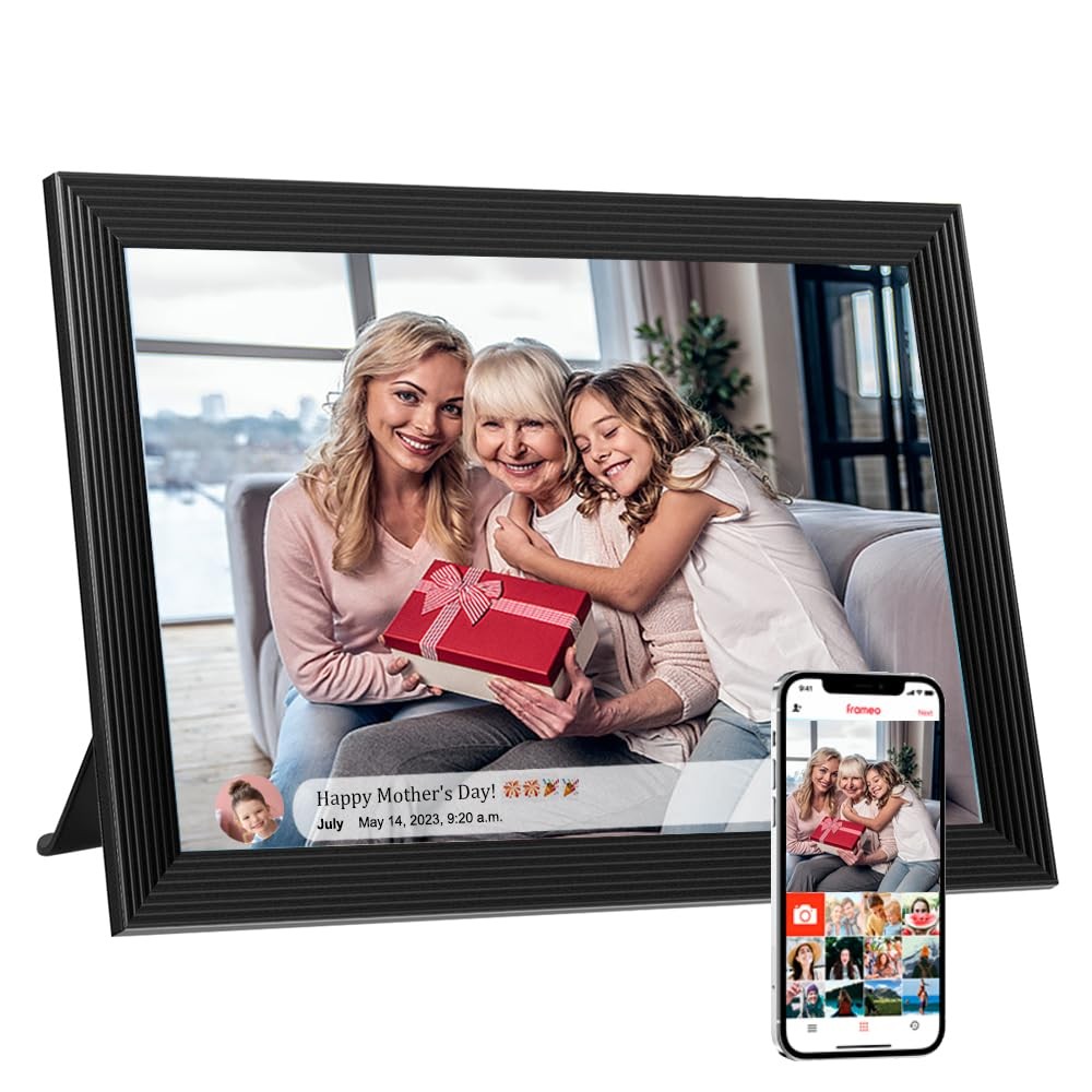 Digital Picture Frames Load from Phone, Frameo 10.1 inch Smart WiFi Digital P...