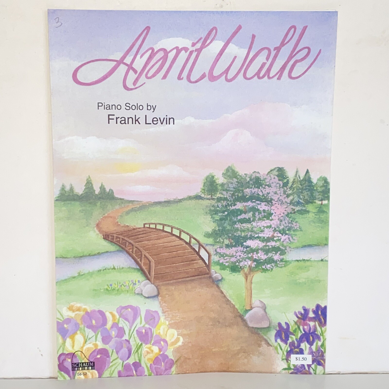 Vintage 1995 April Walk Piano Solo Sheet Music by Frank Levin