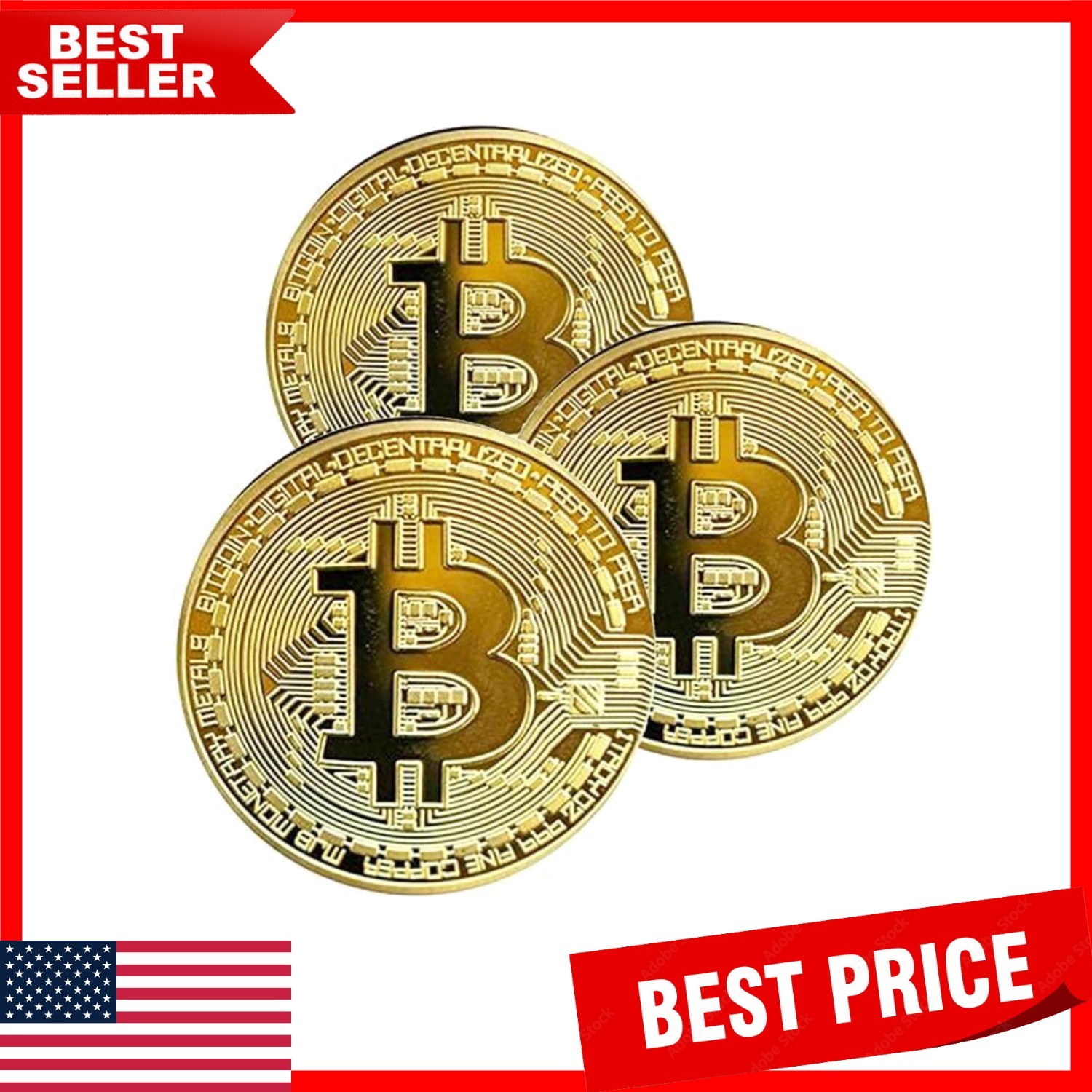 Luxurious 3-Piece Cryptocurrency Coin Set - Gold, Silver & Bronze Edition