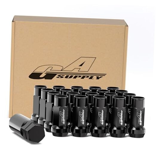  Extended Open End Lug Nuts 1.9" 48mm Tall, 17mm Hex, M14x1.5 Black Long Open
