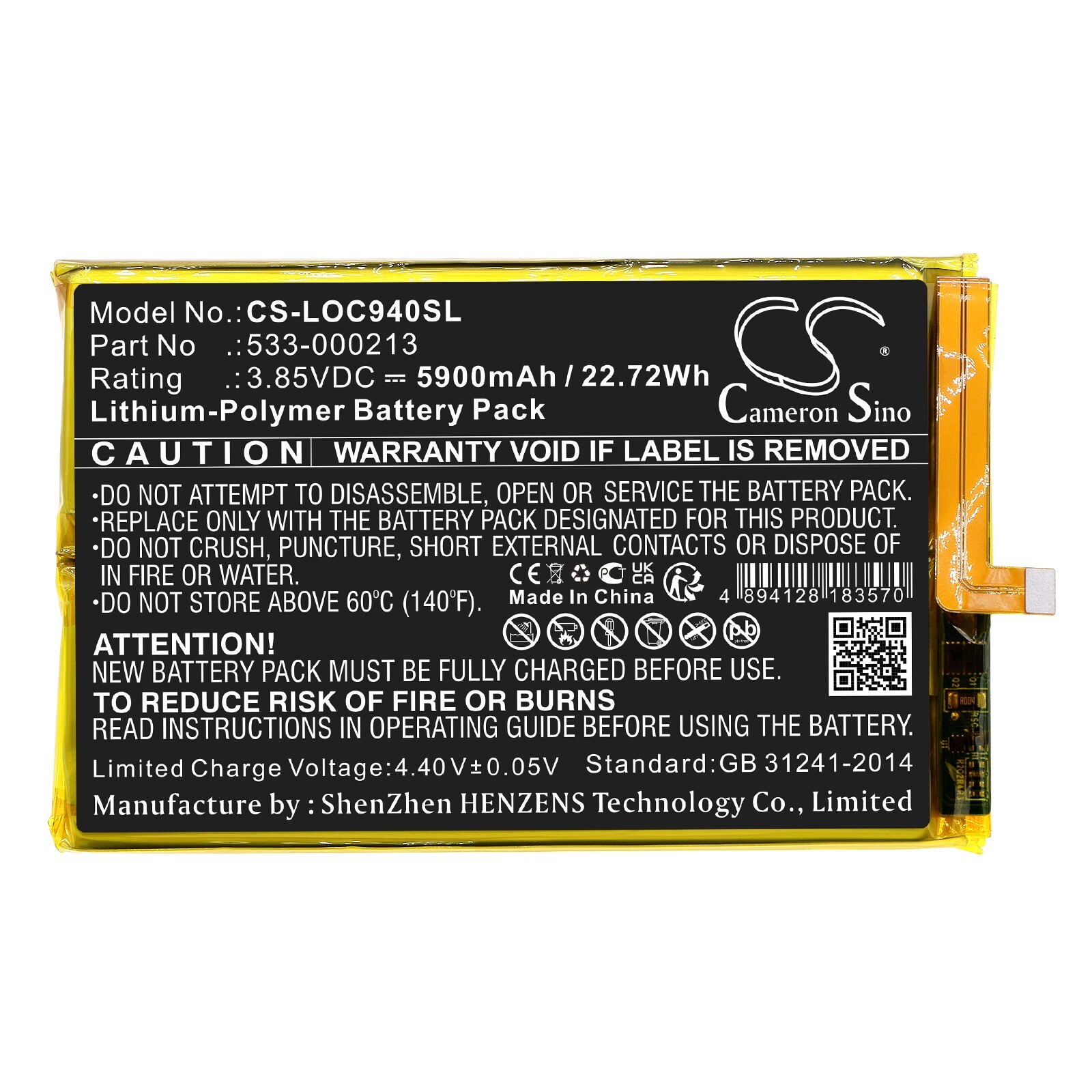 BATTERIE 5900mAh Type 533-000213 For Logitech 940-000198, G Cloud, GR0006