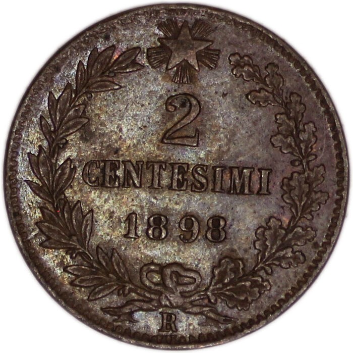 ITALY coin 2 Centesimi 1898 Roma mint aUNC