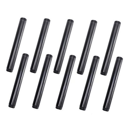 3/4" x 8" Black Painted Iron Pipe,  Pack Threaded Black Paint Finish 8 Inch 10