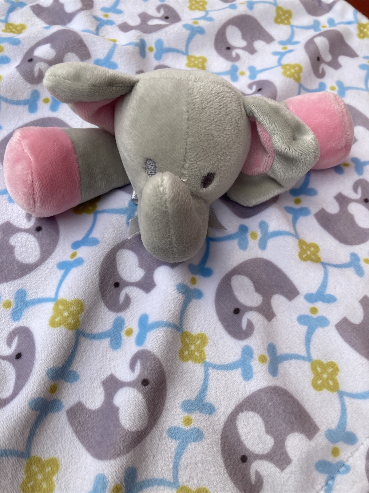 Zooawa Baby Security Blanket Stuffed Animal Elephant Plush Lovey Geometric 