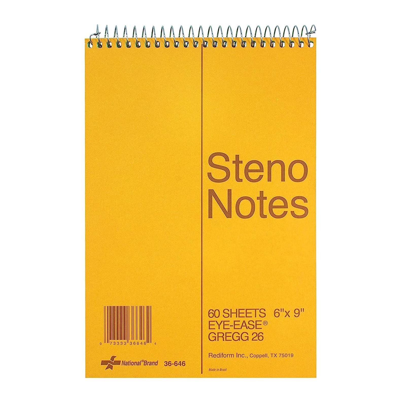 National Steno Notebook, Gregg-Ruled, Green Eye-Ease Paper, Brown Cover, 6" x...