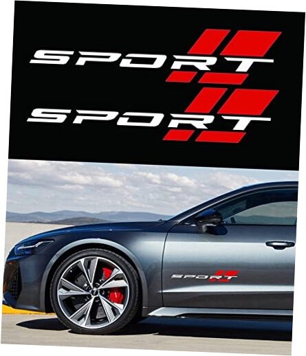  2PCS Sport Letter Decal,Advanced Automotive Exterior Sticker Red White Red
