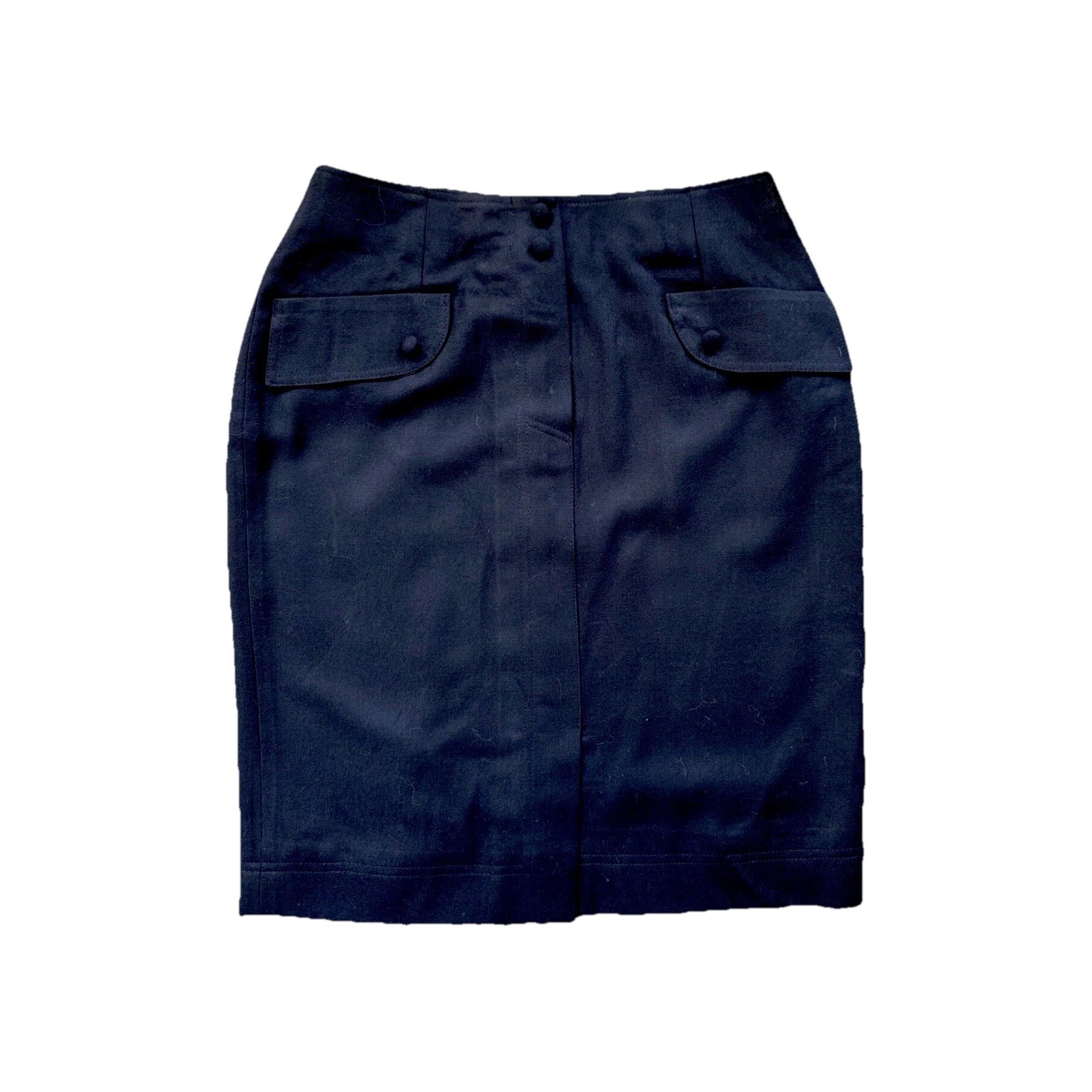 Luvic 100% Virgin Wool Fitted Black Skirt – Size 8 – New with Tags – 1970s