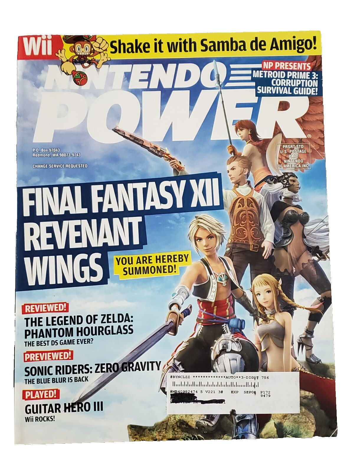 Nintendo Power Magazine November 2007 FFXII, Zelda, Sonic Riders