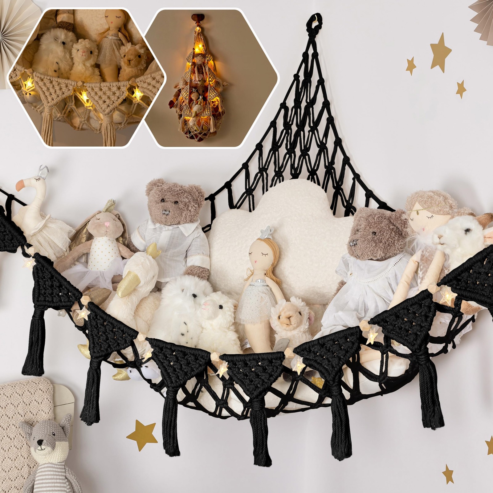TIDYTEDS Macrame DreamLights Boho Stuffed Animal XX-Large, Black Night Sky 