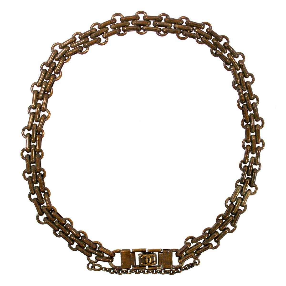 CHANEL Choker Necklace Vintage Brown