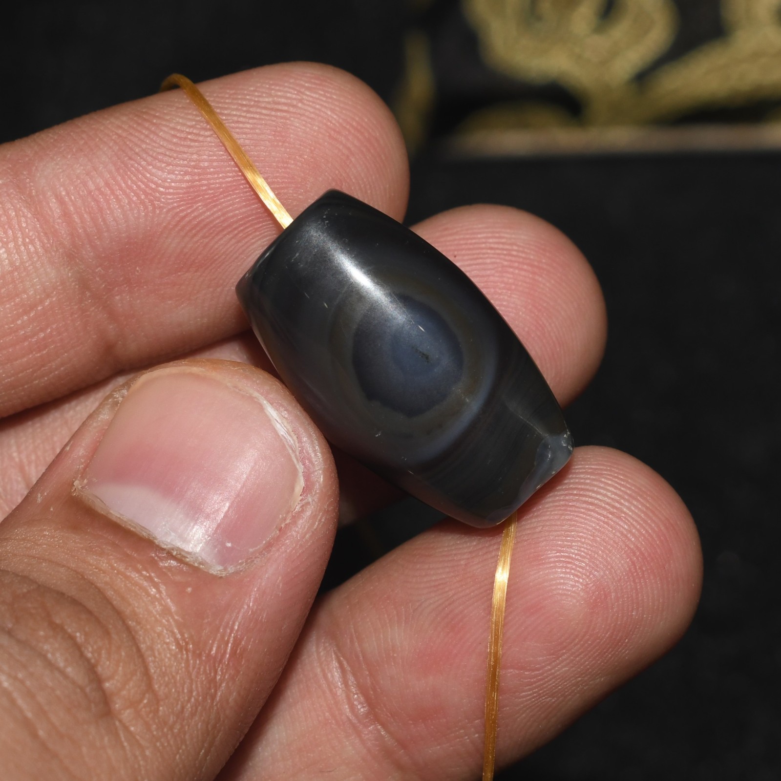 Old Antique Old Central Asian Bactrian Agate Stone Bead with Eye
