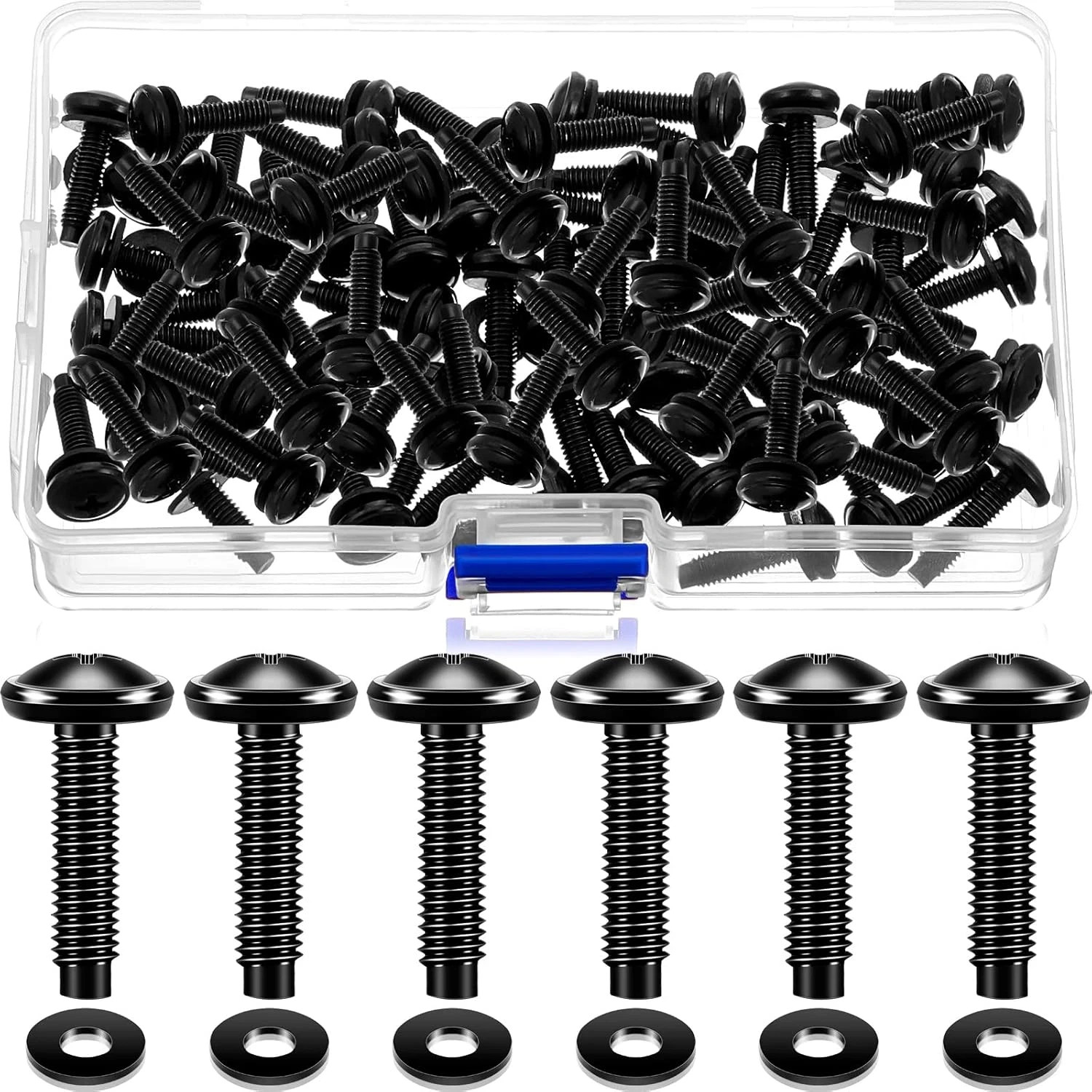 Rack Screws with Nylon Washers Black Stainless Steel Rack Mount Screws for Audio