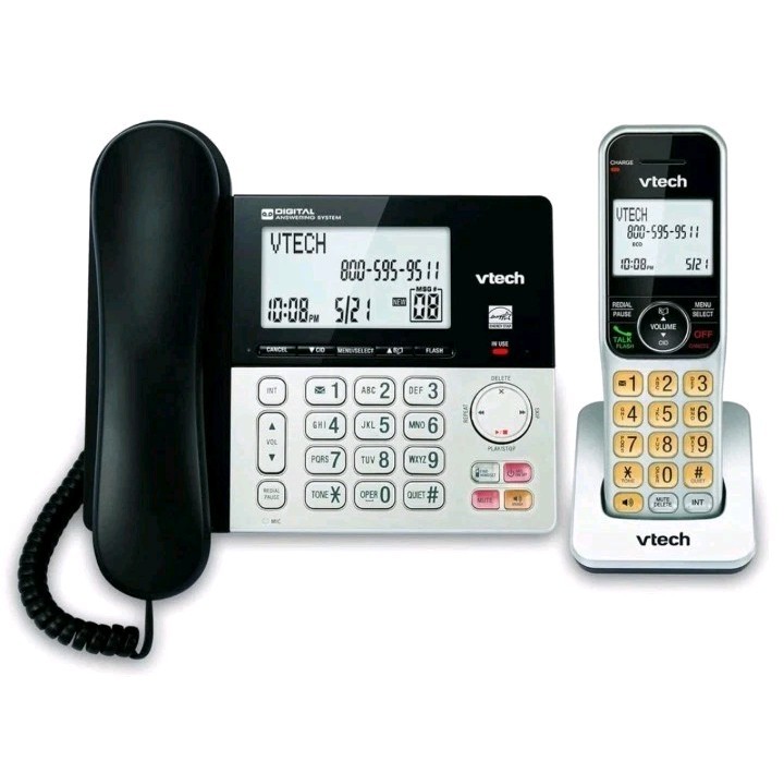 VTech VG208 DECT 6.0 Corded/Cordless Phone with Answering Machine