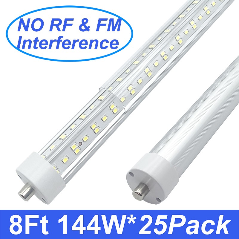 25Pack 8FT Led Tube Light Bulbs Single Pin FA8 8' Led Bulbs Led Shop Light 6500K