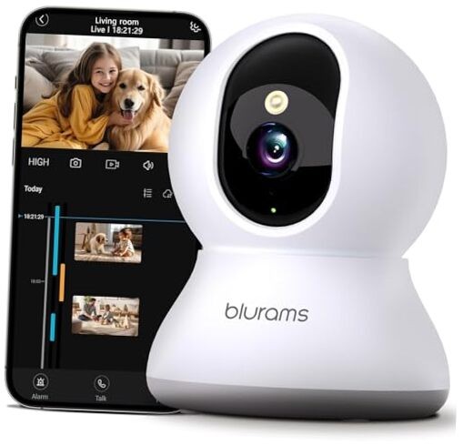 Security Camera 2K,  Baby Monitor Dog Camera 360-degree for Home White-1Pack