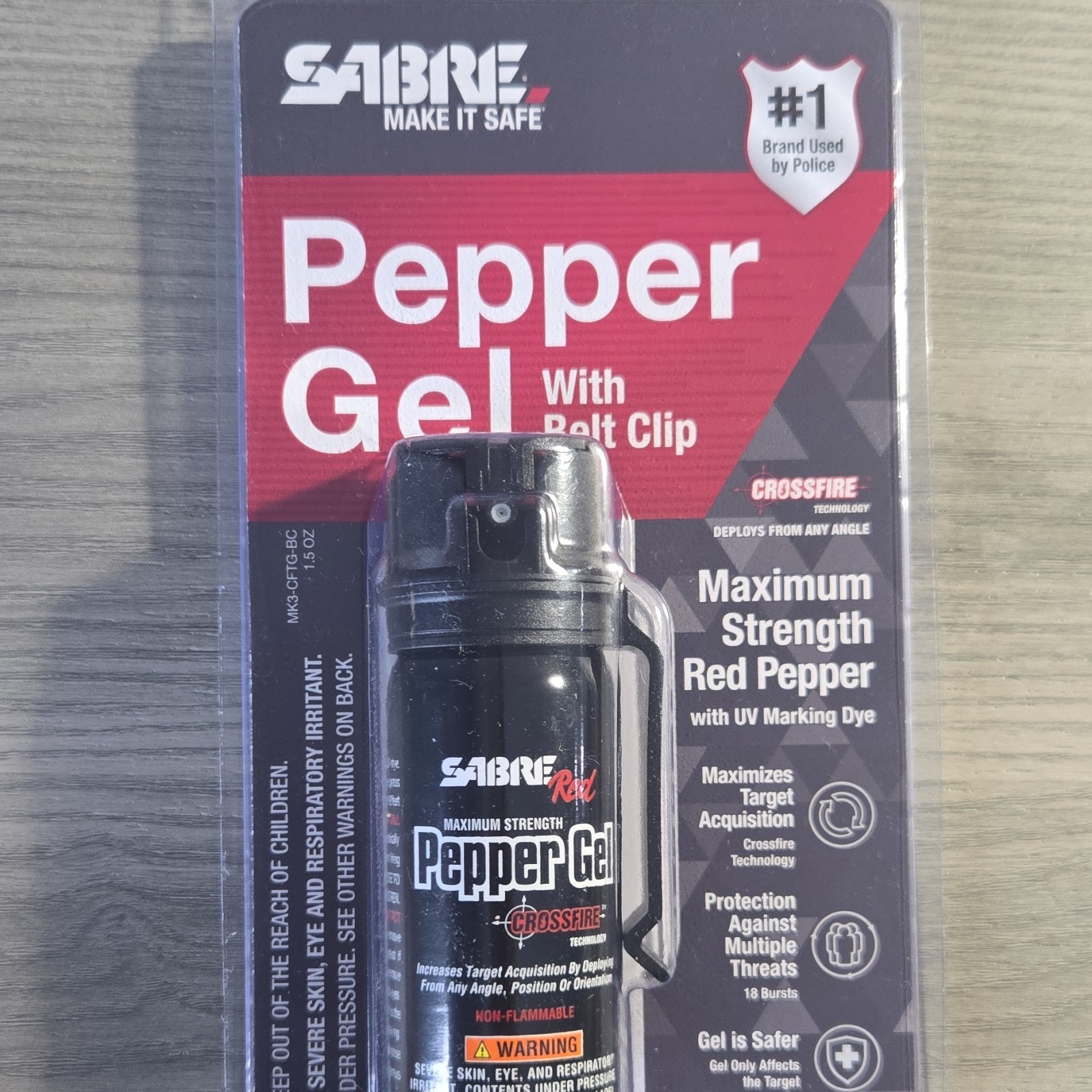 Sabre Red Pepper Gel Maximum Strength Crossfire with Belt Clip
