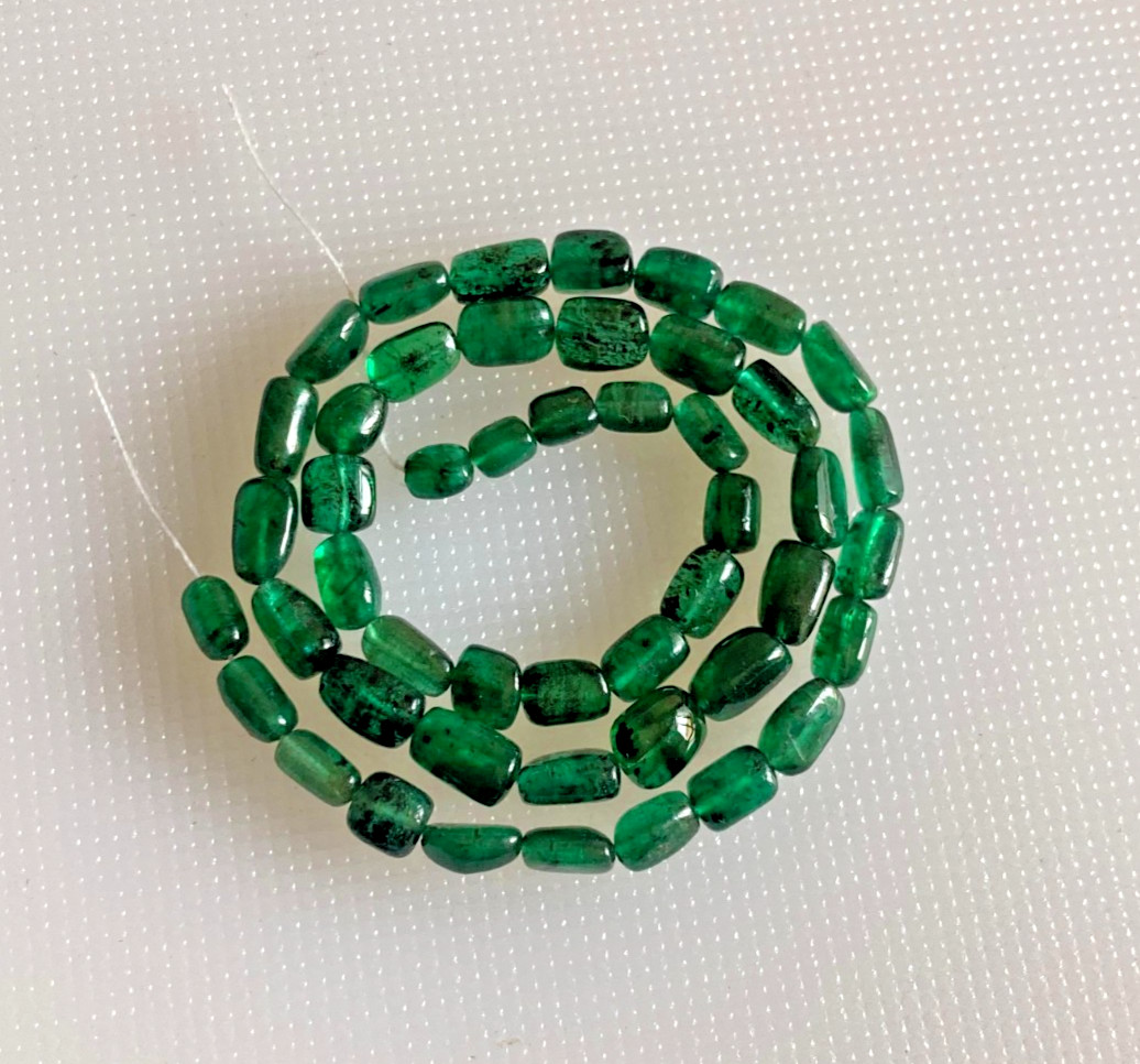 23.85 Ct Vintage Zambian Emerald Tube Beads 4-6 mm Gemstone Ethically Find