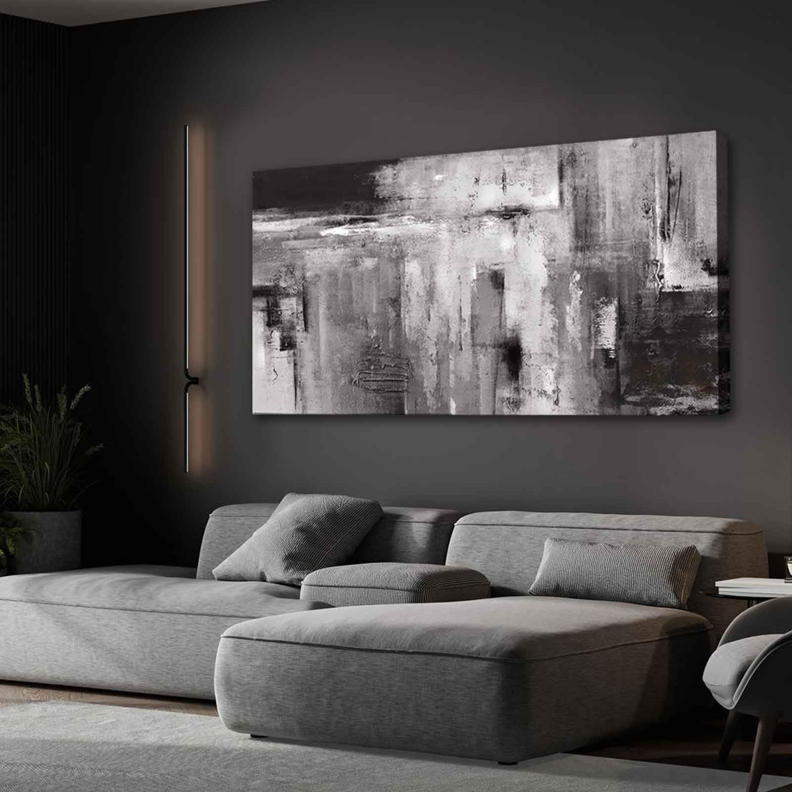 Home Wall Decor Abstract Photo Prints 24"x48" Black and Grey Wall Decor for L...