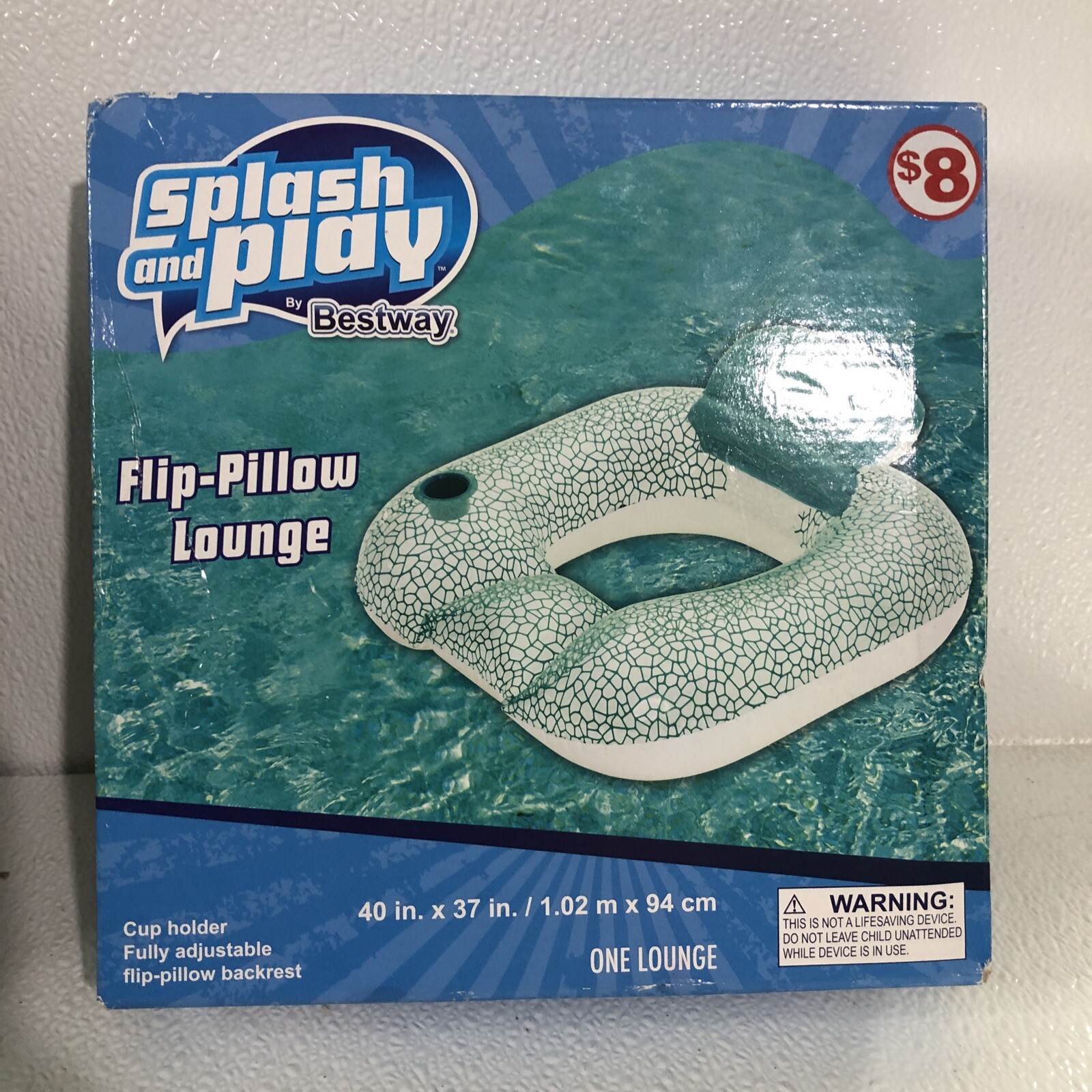 Splash And Play By Bestway Flip-Pillow pool Lounge with Cup Holder New Float