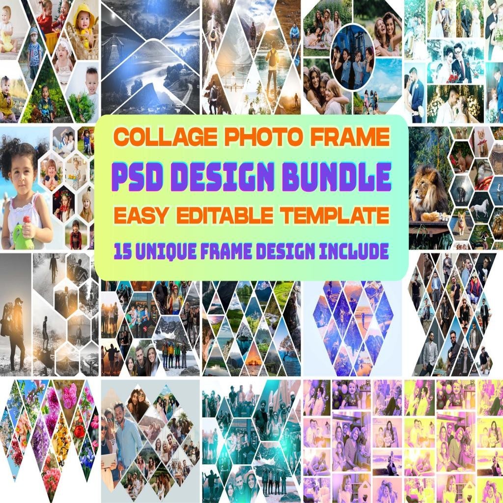 15 Collage Photo Frame Bundle Digital Picture Frame Templates Printable