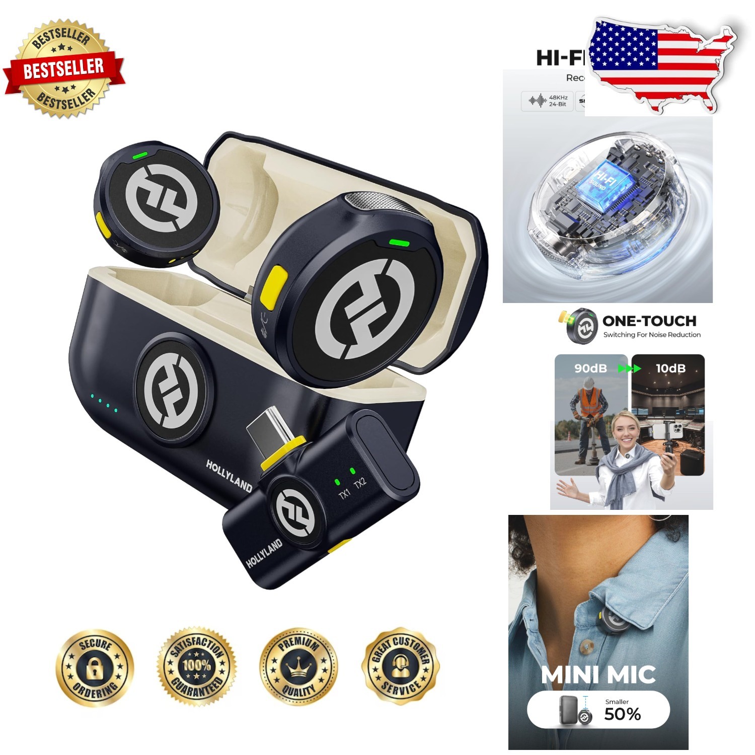 Mini Lark M2 Wireless Microphone for iPhone 15/16/17 Pro Lossless Audio 1000ft