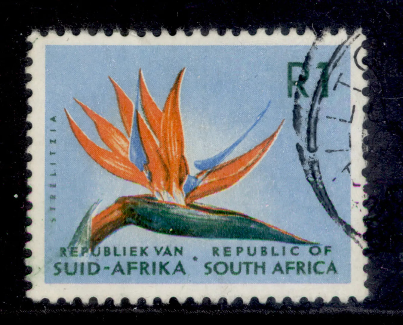 SOUTH AFRICA QEII SG236, 1r orange, light green & pale blue, FINE USED. Cat £48.