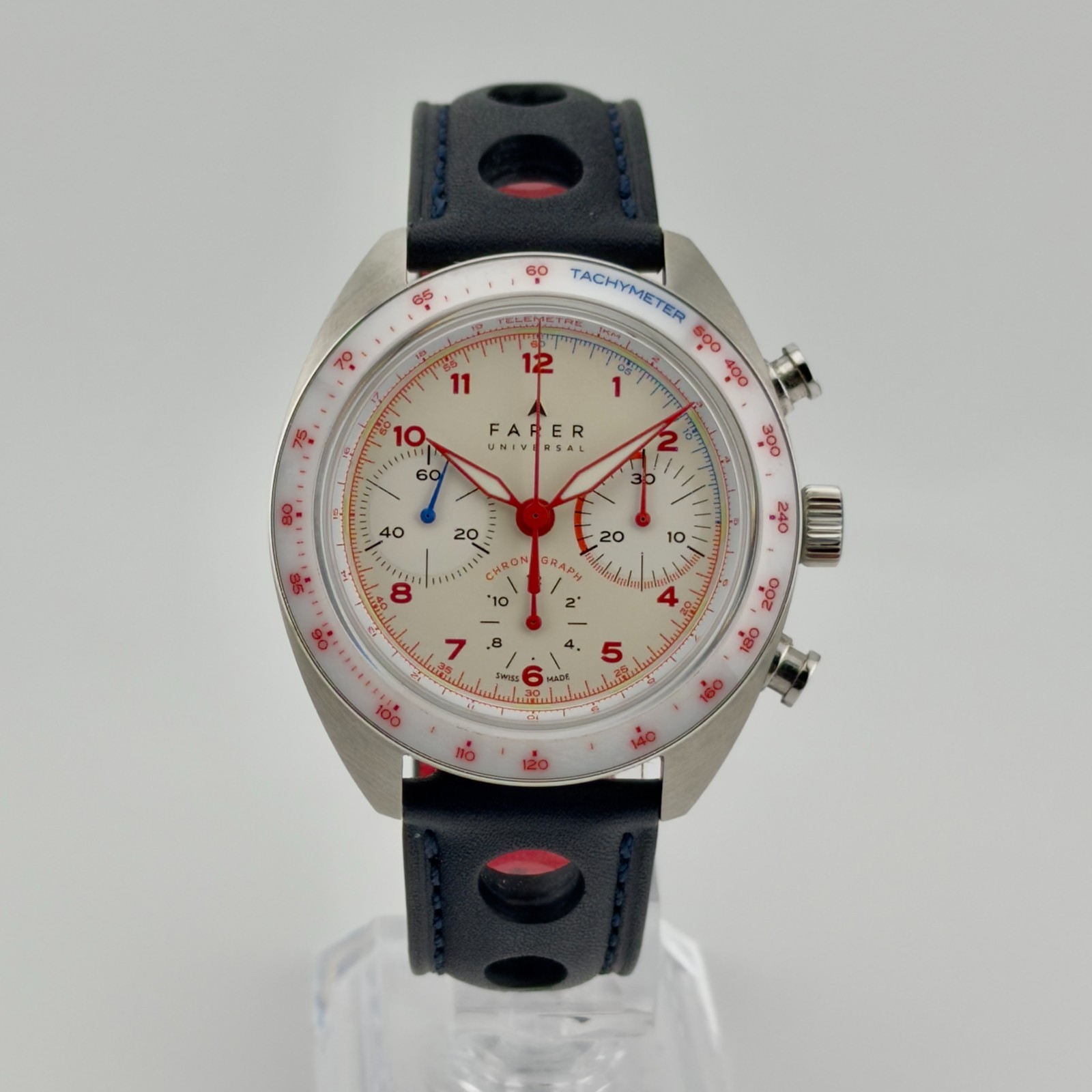 Farer Bernina 41mm Hand-Wound Column Wheel Chronograph Cream Dial Sapphire Watch