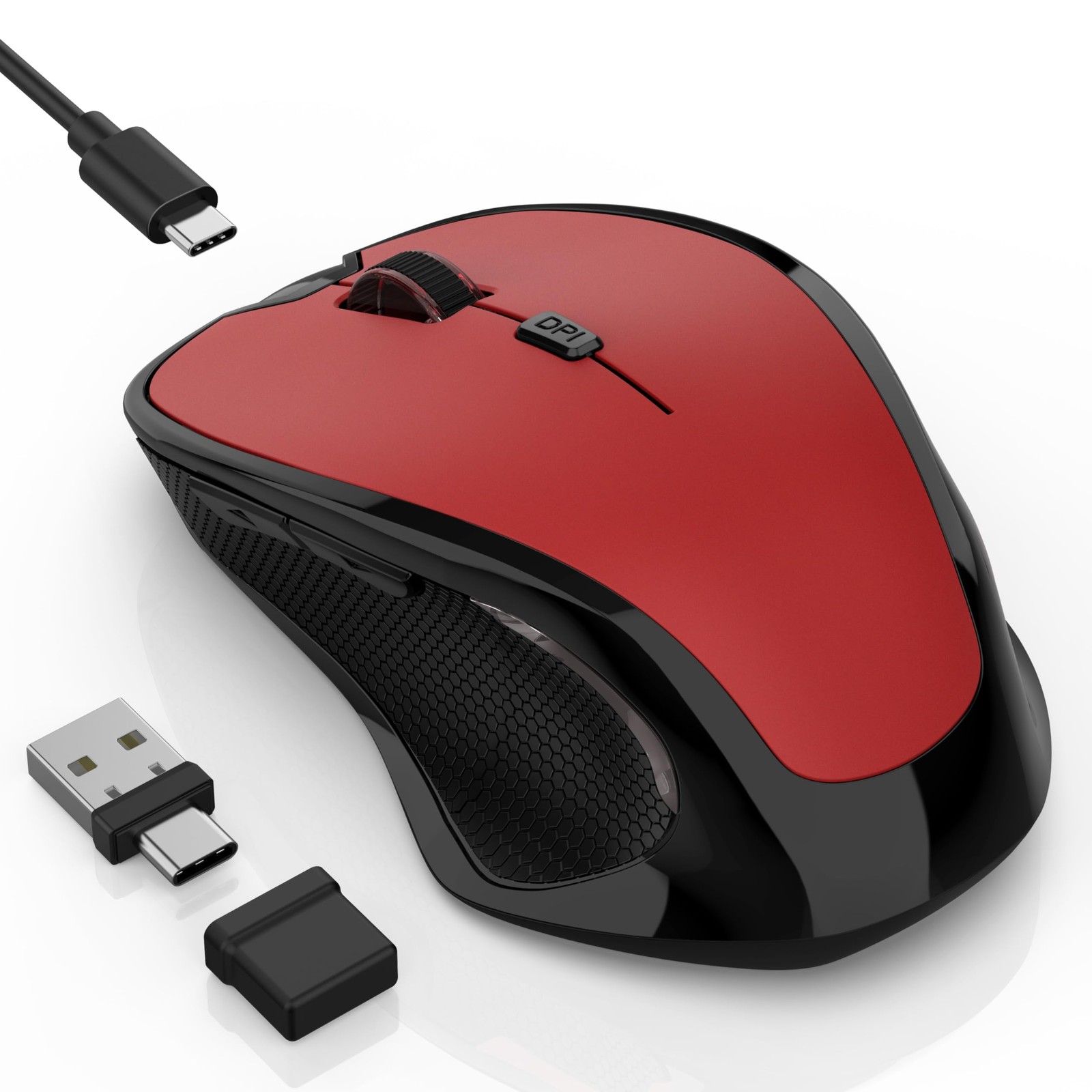 Bluetooth Wireless Mouse, 2.4G Ergonomic Rechargeable Computer Mouse for MacB...