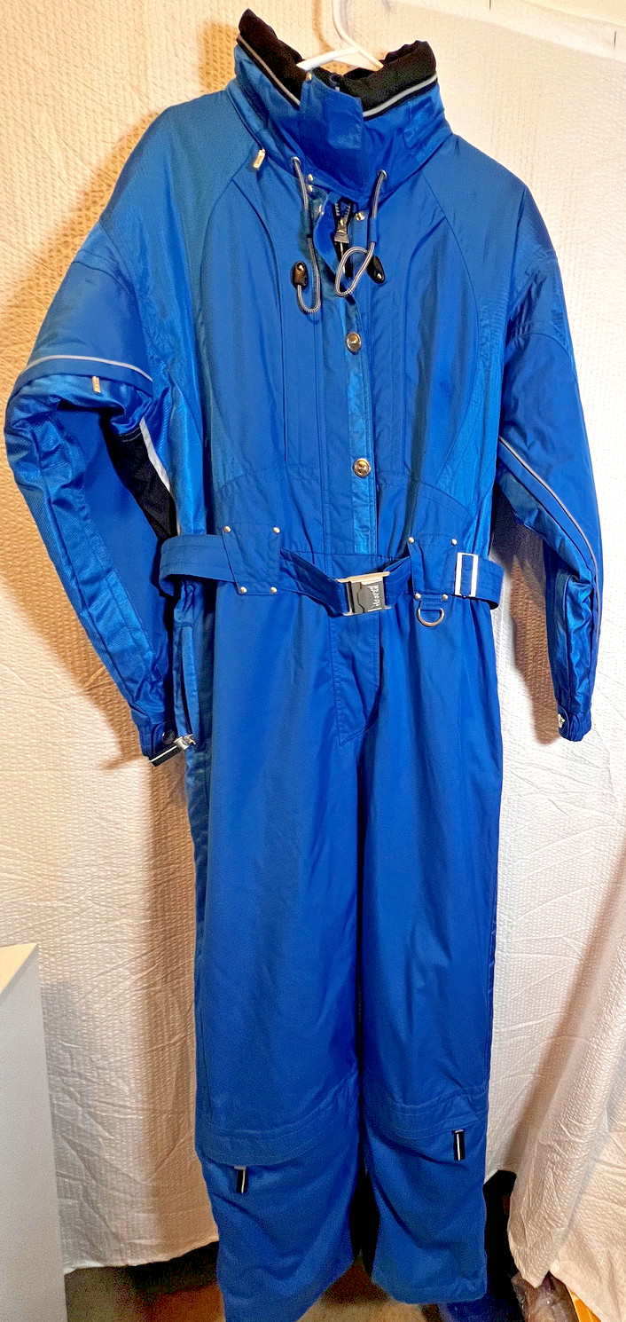 Marker Ski Suit One Piece Belted Snowsuit Onsie Snow Bib retro vintage Womens 14