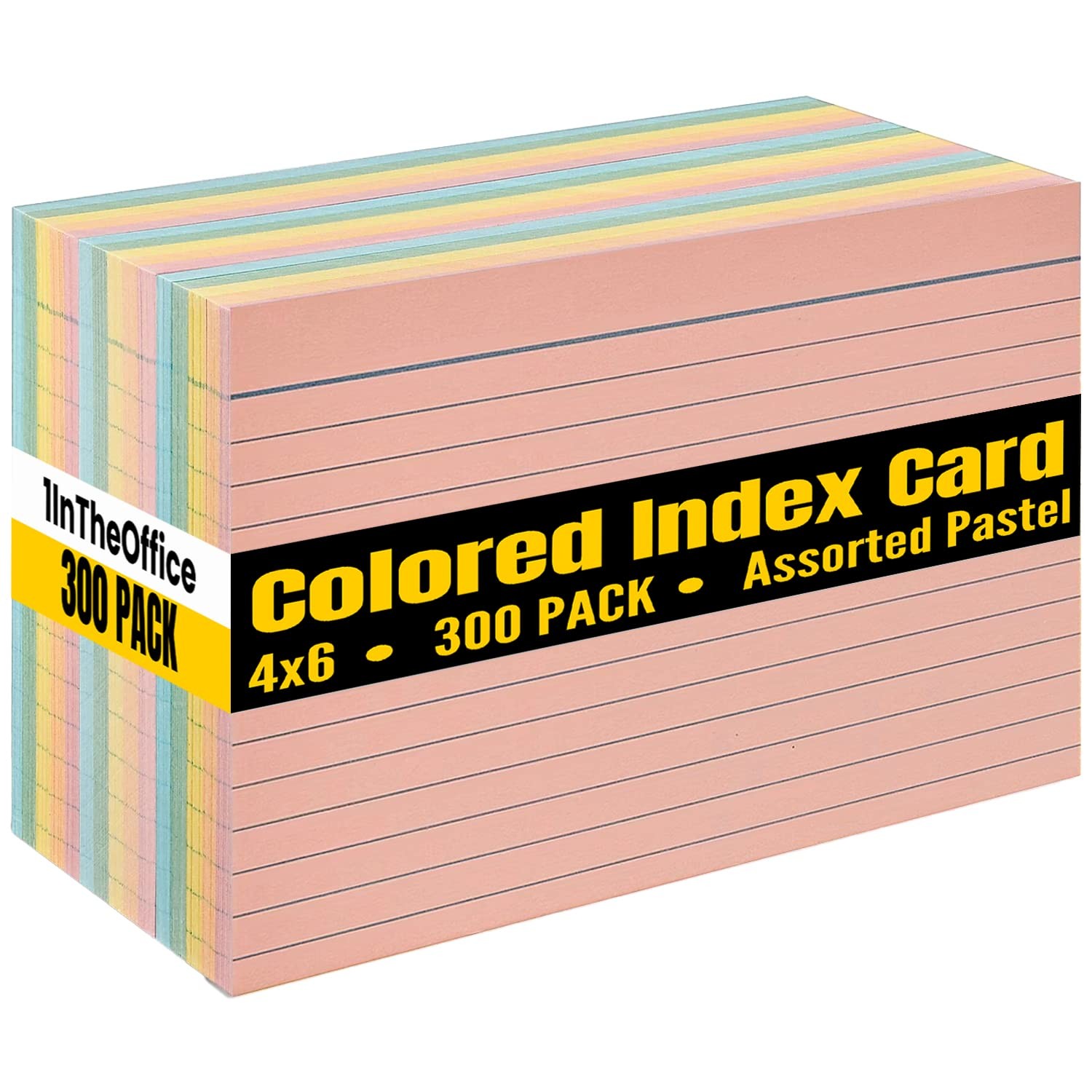 Index Cards 4x6 Ruled, Pastel Colored Index Cards, Assorted 300/Pack