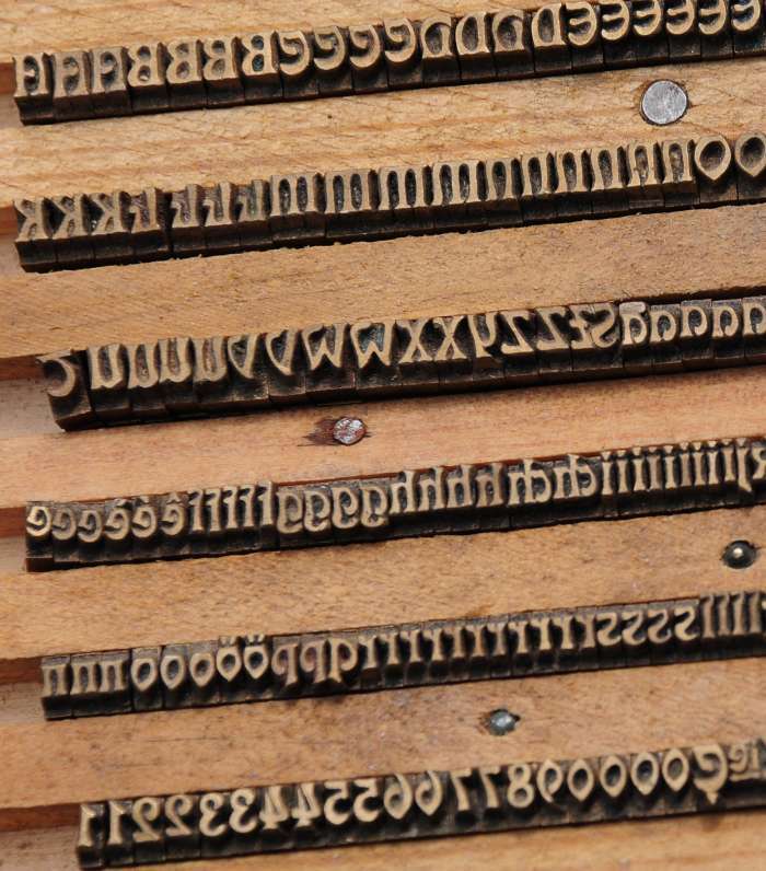 "ECKMANN" Art Nouveau Bookbinding Brass Type 0.12" embossing gold finishing ABC