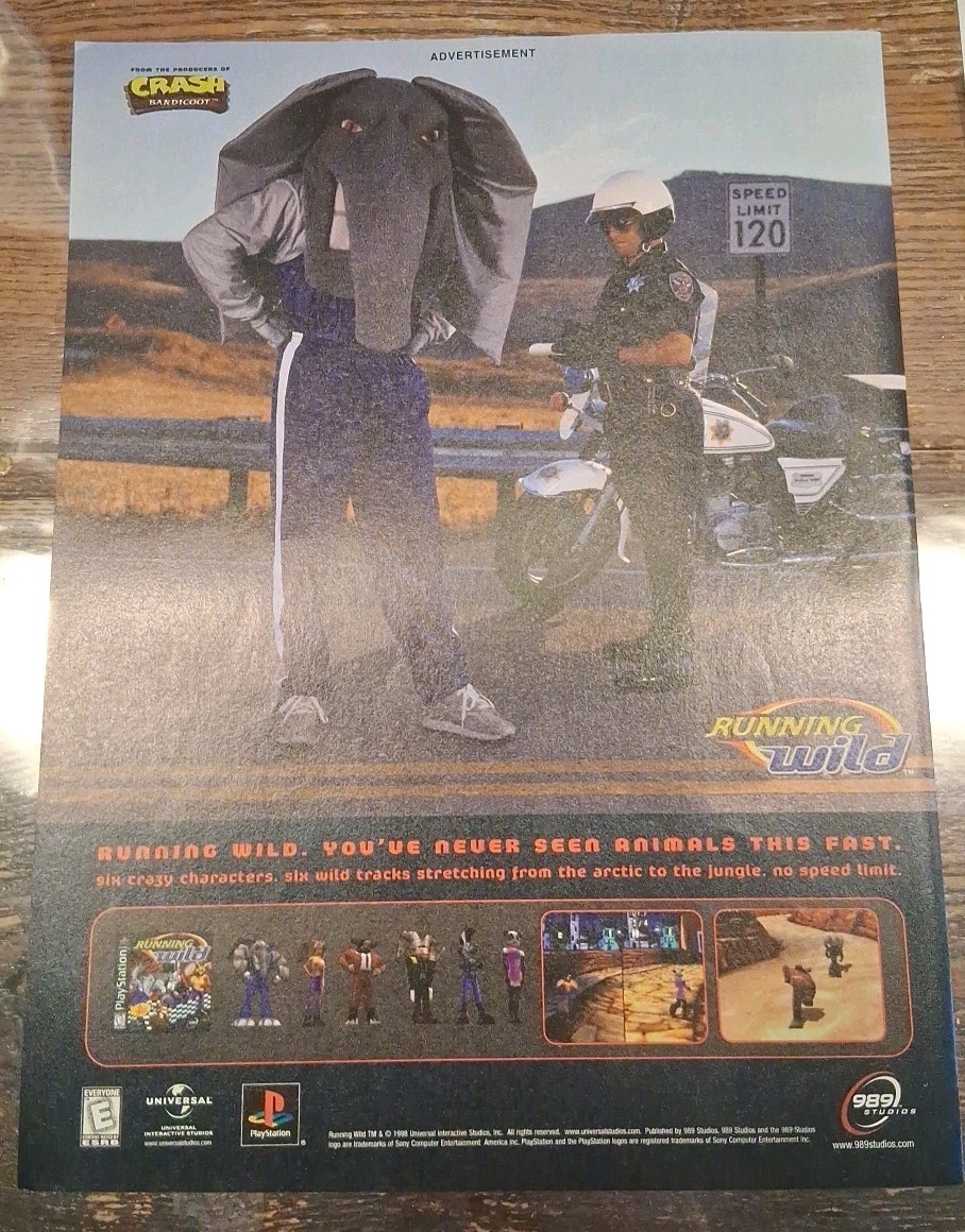 Running Wild Video Game Vintage Print Ad 1998 8x11