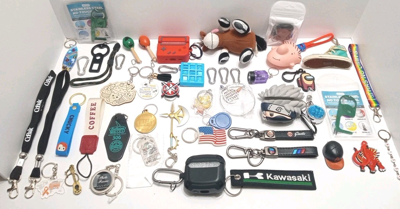 Keychain Clips And Caribiner Lot Of 48 Items Assorted Variety 1.10 Lbs