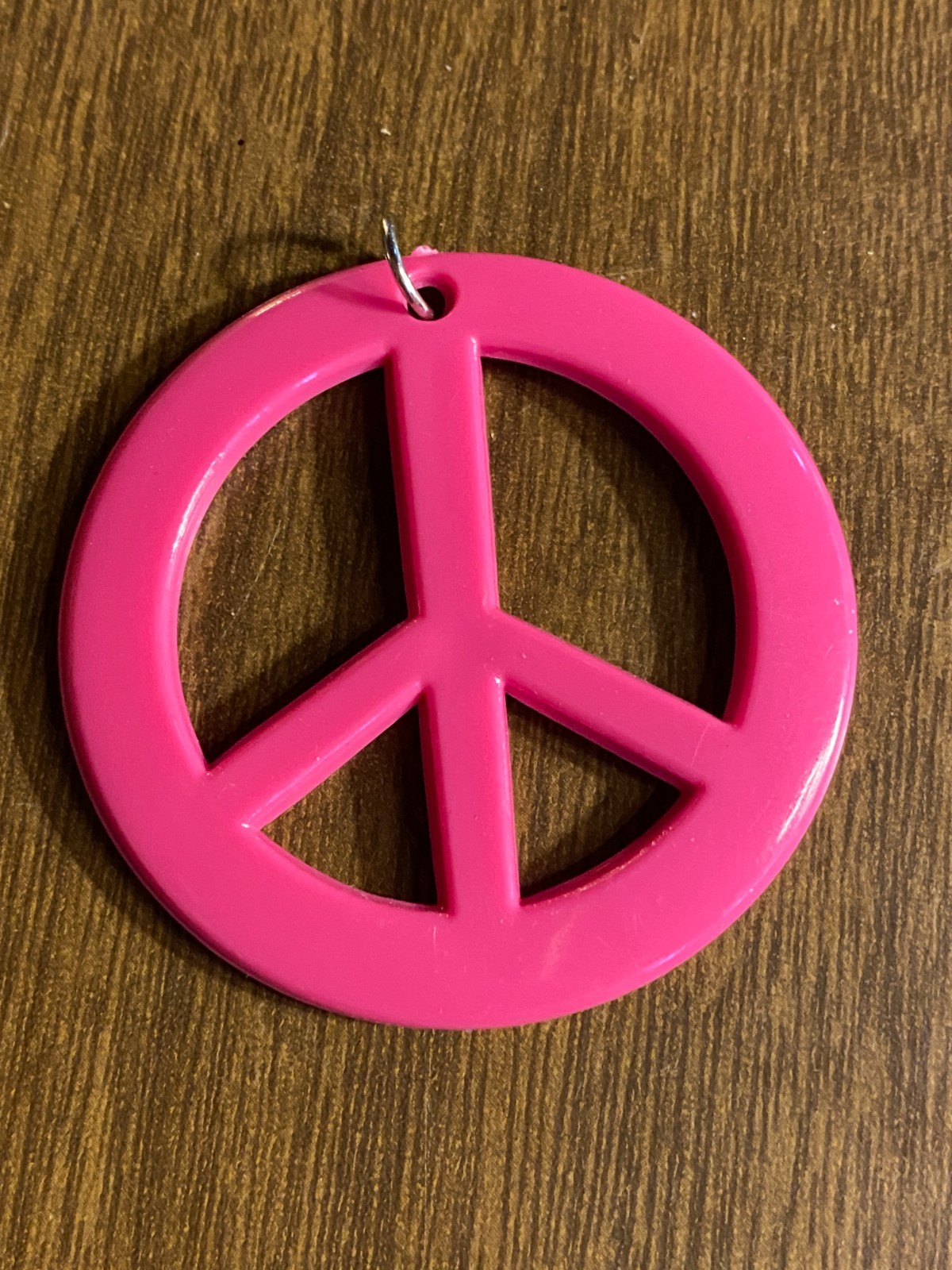 Vintage Pink Hippie Retro PEACE Lucite Pendant 2"