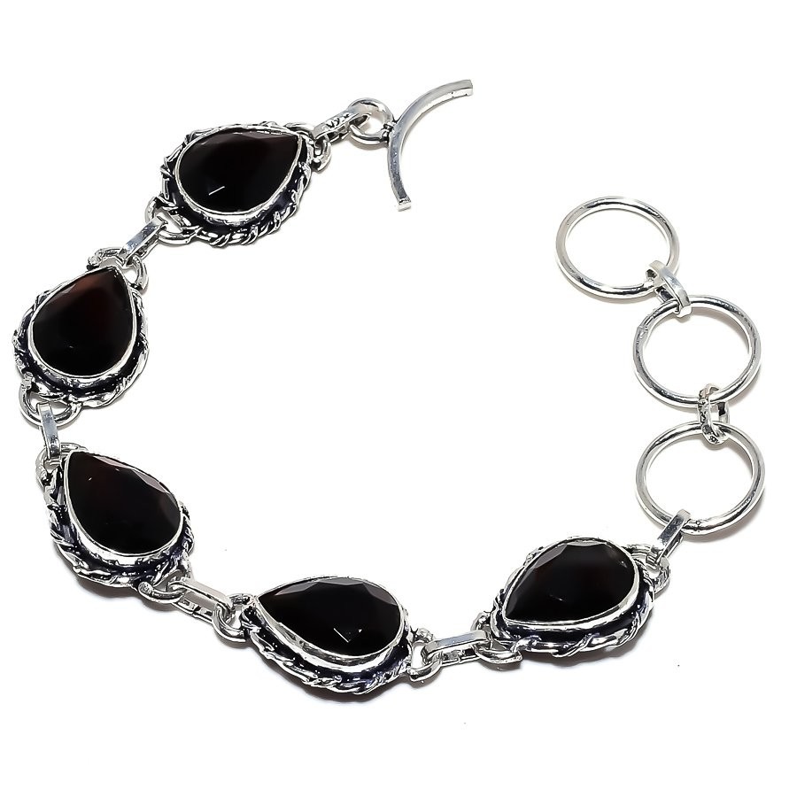 Classic Garnet Gemstone 925  Silver Bracelet n213